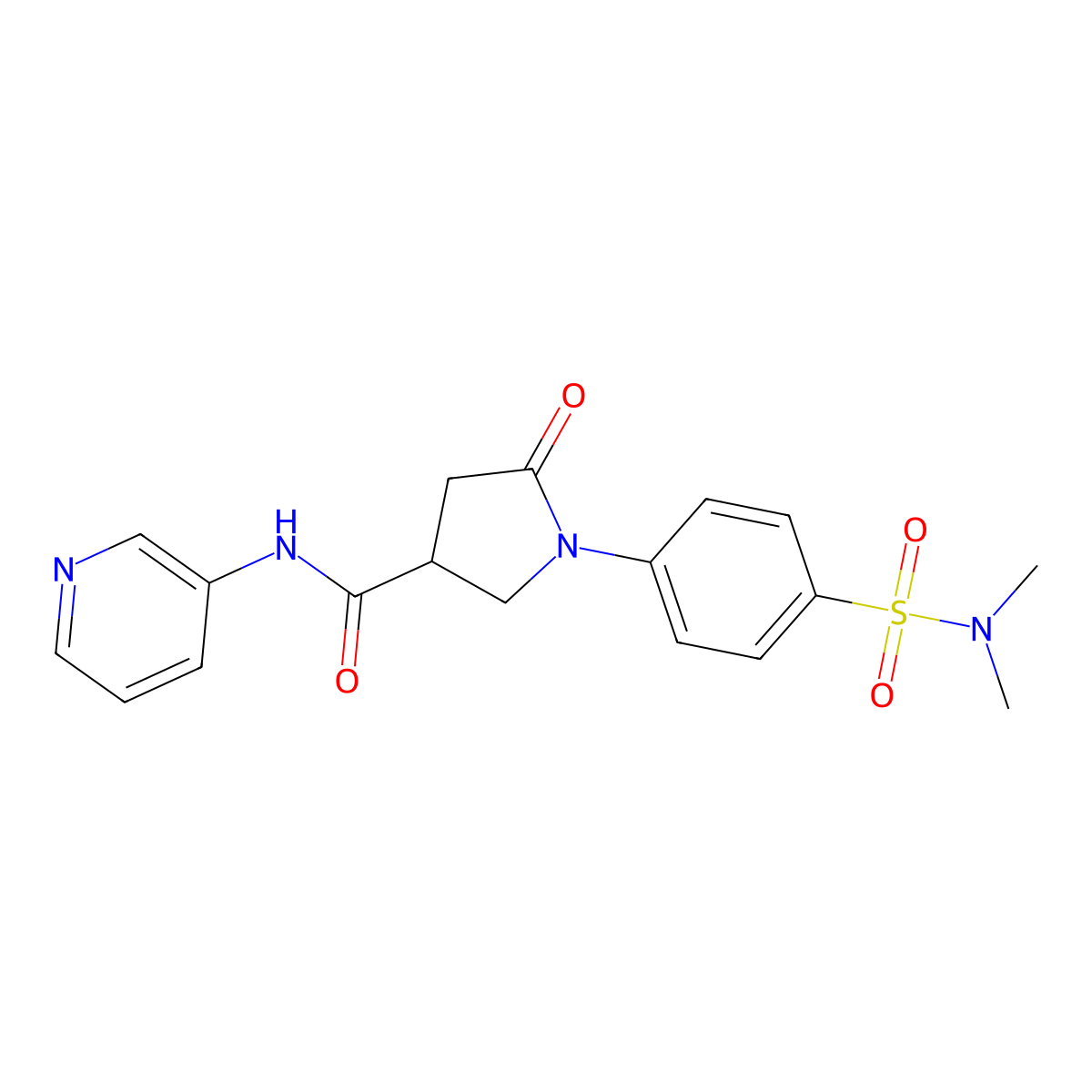 1-[4-(dimethylsulfamoyl)phenyl]-5-oxo-N-(pyridin-3-yl)pyrrolidine-3-carboxamide molecular structure, CAS 1190264-85-7