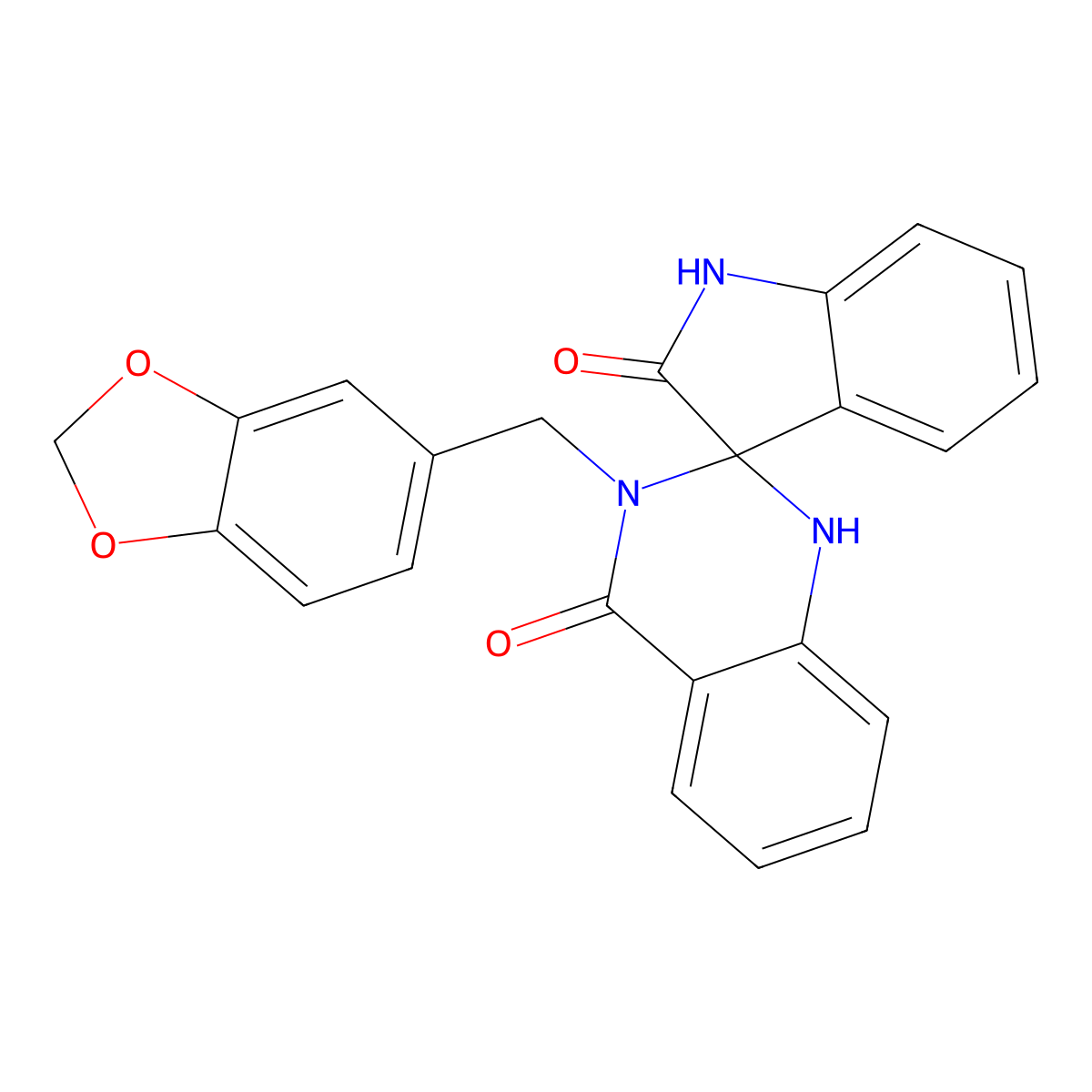 3'-(1,3-benzodioxol-5-ylmethyl)-1'H-spiro[indole-3,2'-quinazoline]-2,4'(1H,3'H)-dione molecular structure, CAS 1190264-92-6