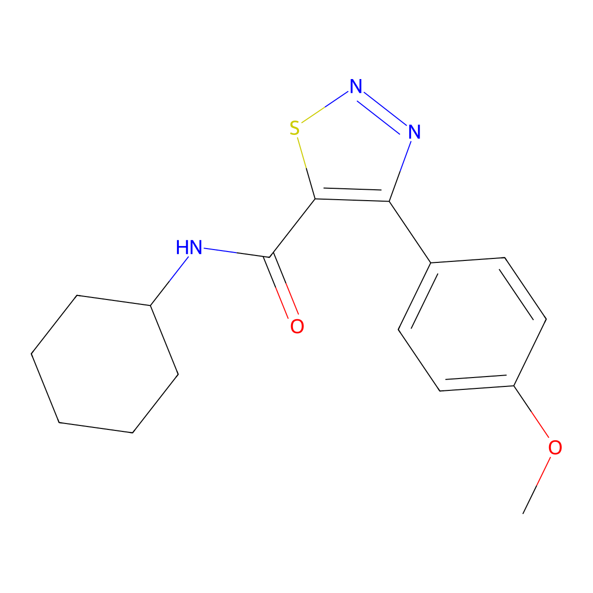 N-cyclohexyl-4-(4-methoxyphenyl)-1,2,3-thiadiazole-5-carboxamide molecular structure, CAS 1190264-99-3