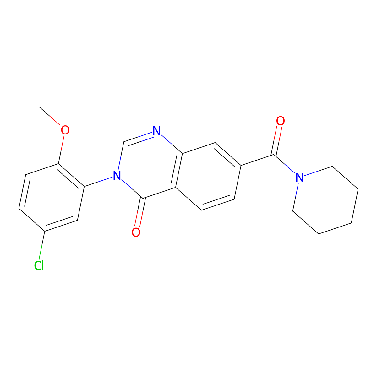 3-(5-chloro-2-methoxyphenyl)-7-(piperidin-1-ylcarbonyl)quinazolin-4(3H)-one molecular structure, CAS 1190265-00-9