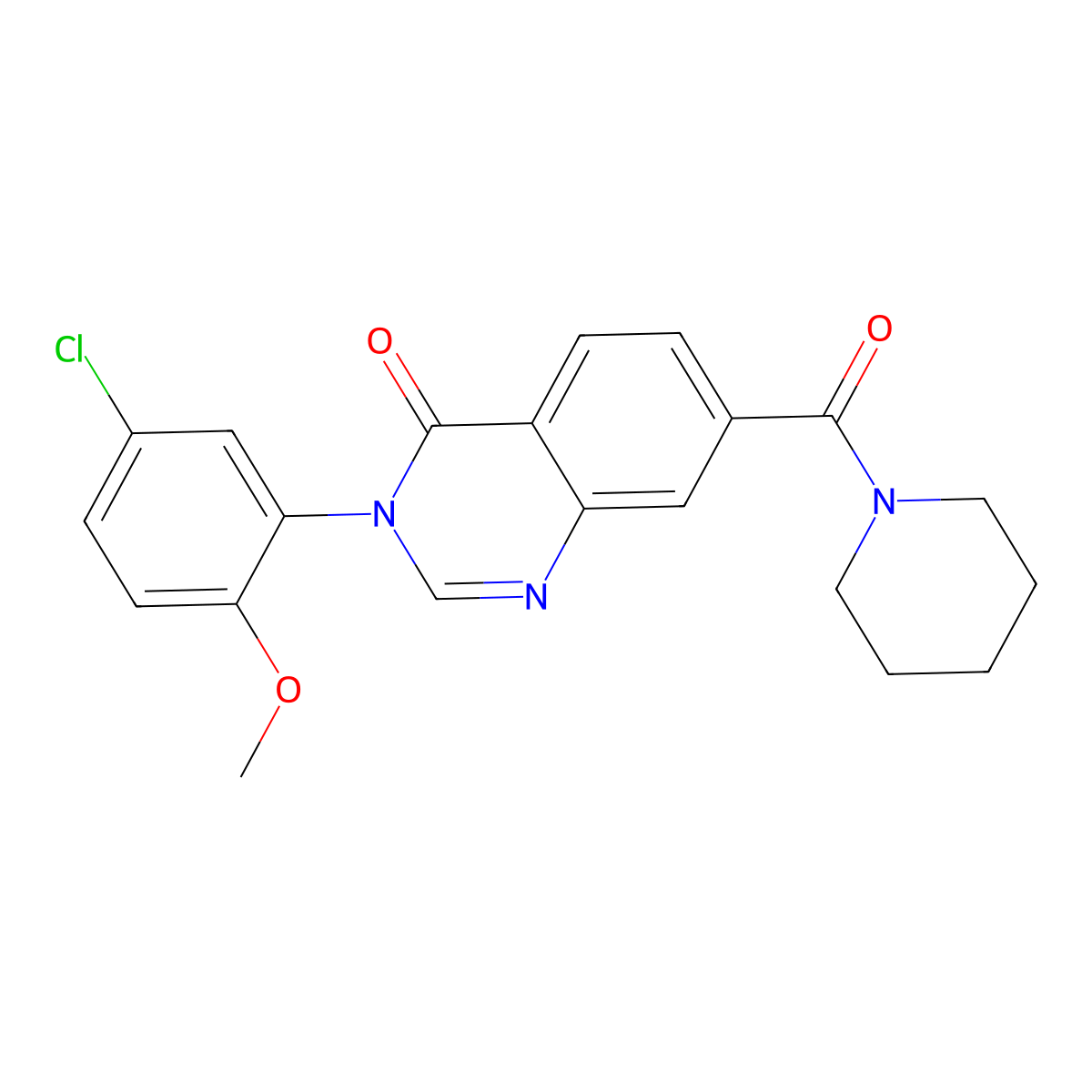 3-(5-chloro-2-methoxyphenyl)-7-(piperidin-1-ylcarbonyl)quinazolin-4(3H)-one molecular structure, CAS 1190265-00-9