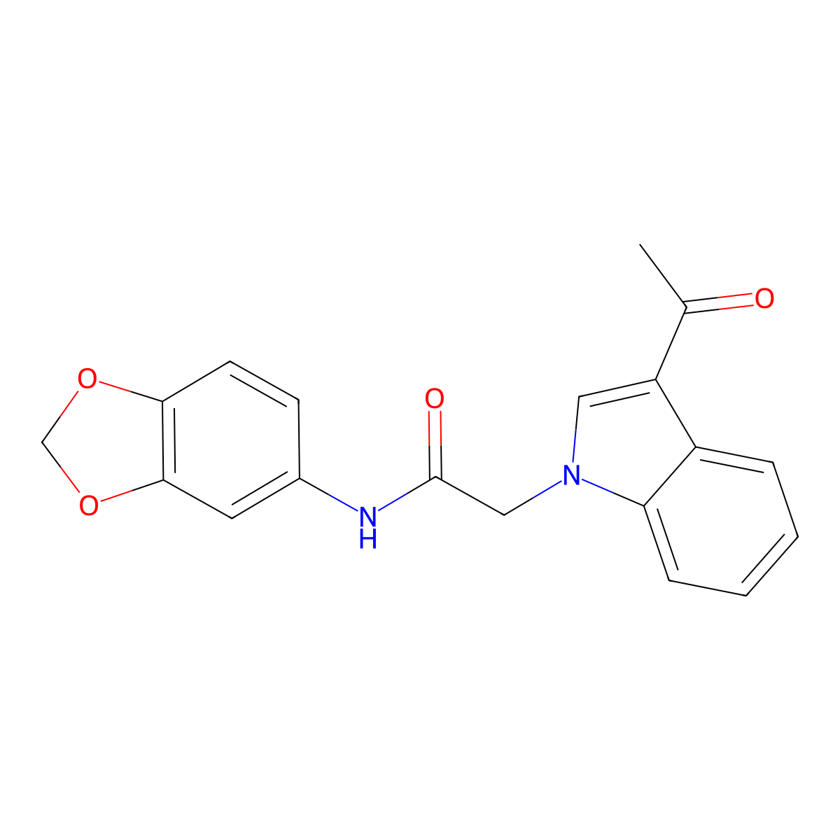 2-(3-acetyl-1H-indol-1-yl)-N-(1,3-benzodioxol-5-yl)acetamide molecular structure, CAS 1190265-04-3