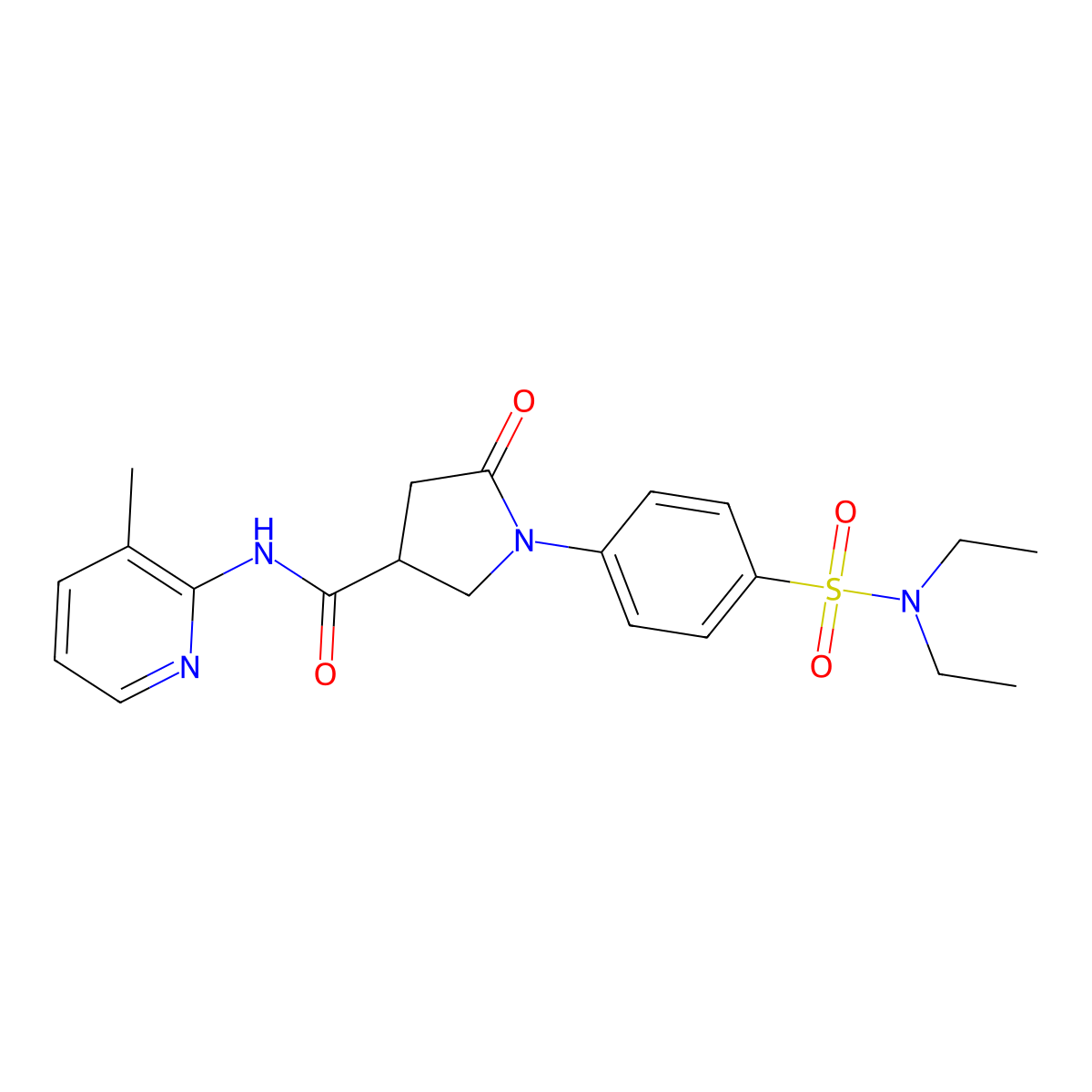 1-[4-(diethylsulfamoyl)phenyl]-N-(3-methylpyridin-2-yl)-5-oxopyrrolidine-3-carboxamide molecular structure, CAS 1190265-08-7