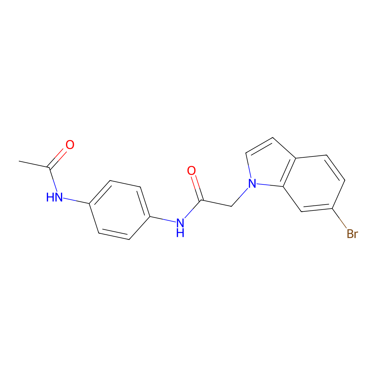 N-[4-(acetylamino)phenyl]-2-(6-bromo-1H-indol-1-yl)acetamide molecular structure, CAS 1190265-19-0