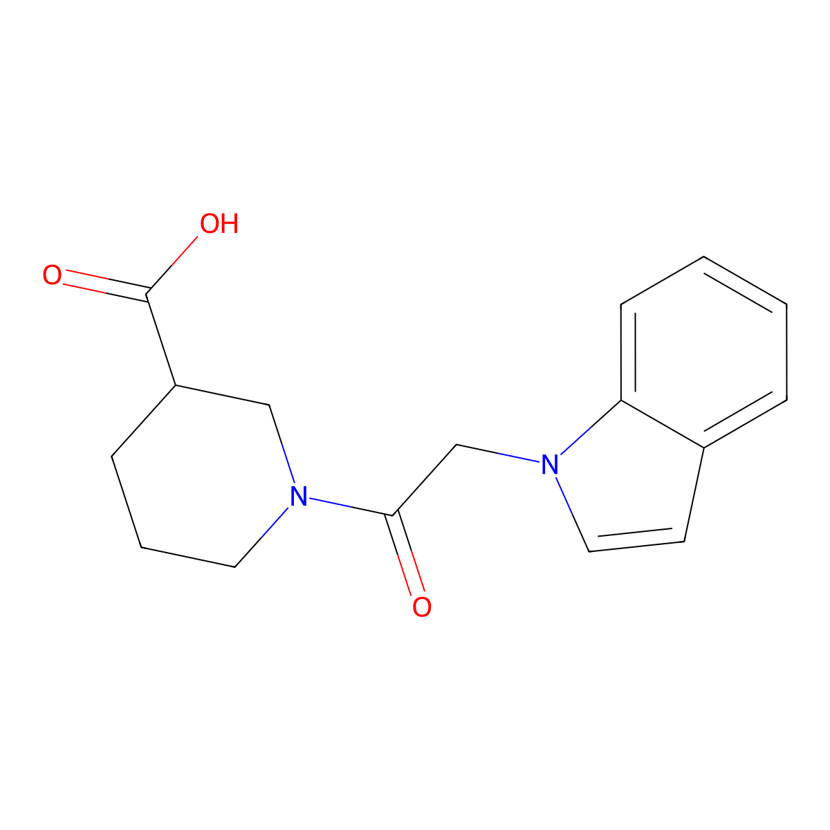 1-(1H-indol-1-ylacetyl)piperidine-3-carboxylic acid molecular structure, CAS 1190265-22-5