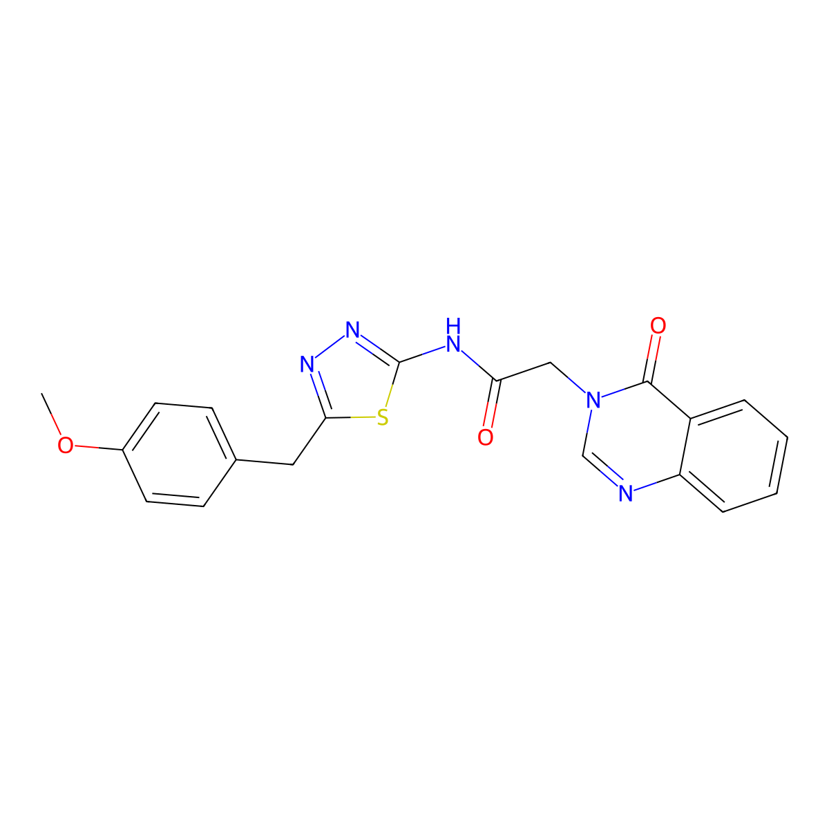 N-(5-(4-methoxybenzyl)-1,3,4-thiadiazol-2-yl)-2-(4-oxoquinazolin-3(4H)-yl)acetamide molecular structure, CAS 1190265-38-3