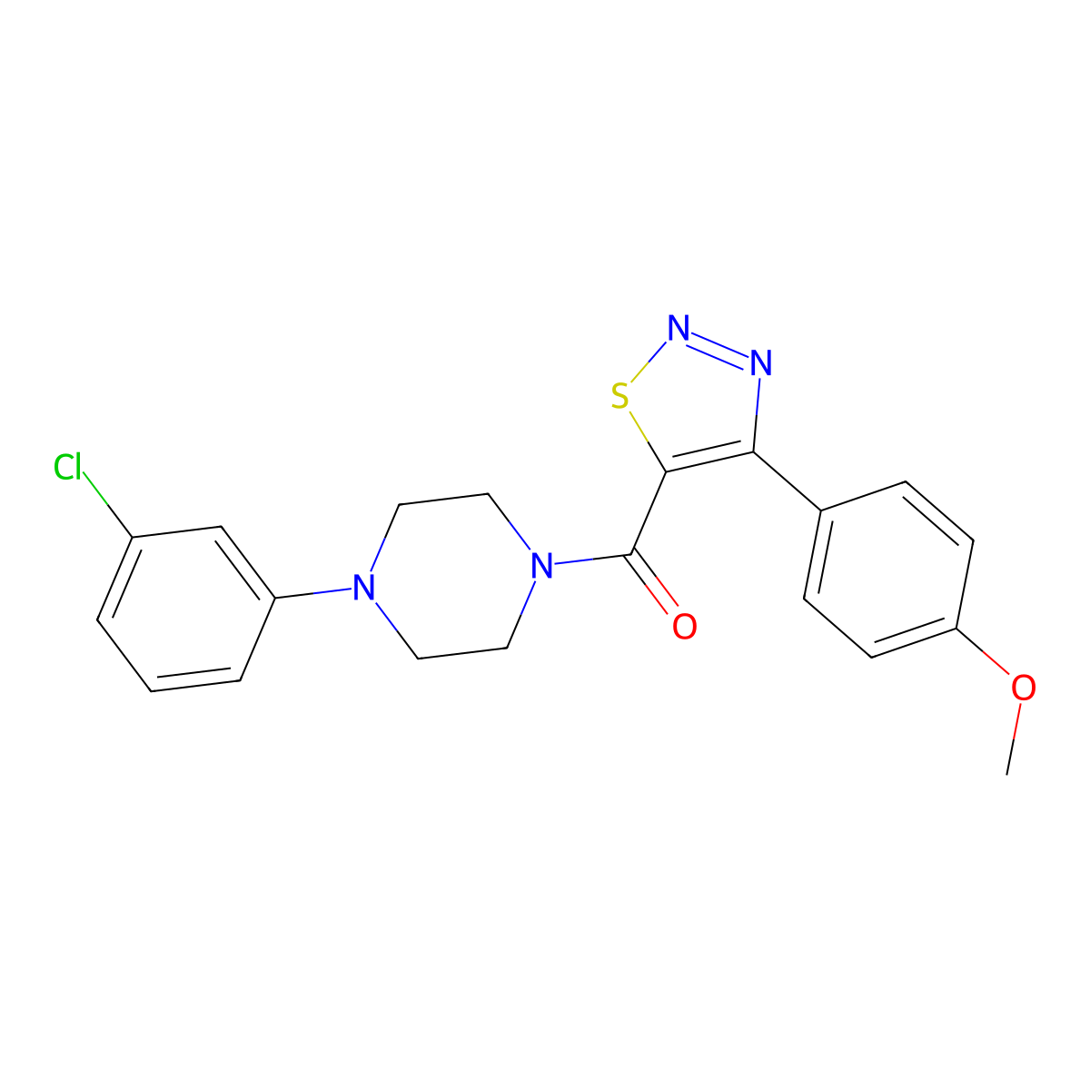 [4-(3-Chlorophenyl)piperazin-1-yl][4-(4-methoxyphenyl)-1,2,3-thiadiazol-5-yl]methanone molecular structure, CAS 1190265-56-5