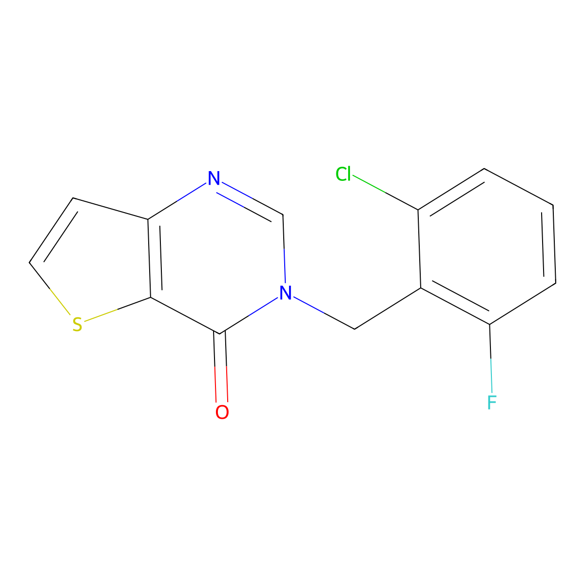3-(2-chloro-6-fluorobenzyl)thieno[3,2-d]pyrimidin-4(3H)-one molecular structure, CAS 1190265-65-6