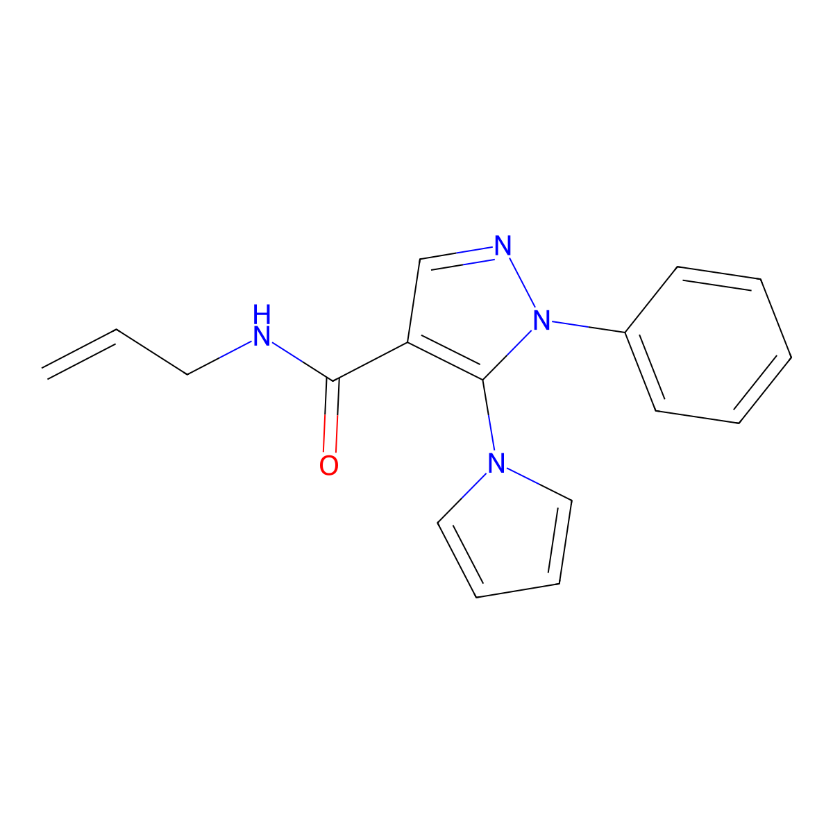 N-allyl-1-phenyl-5-(1H-pyrrol-1-yl)-1H-pyrazole-4-carboxamide molecular structure, CAS 1190265-67-8