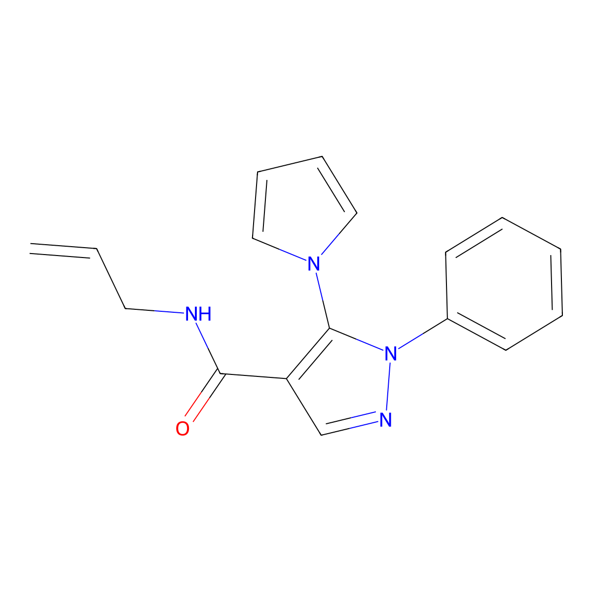 N-allyl-1-phenyl-5-(1H-pyrrol-1-yl)-1H-pyrazole-4-carboxamide molecular structure, CAS 1190265-67-8