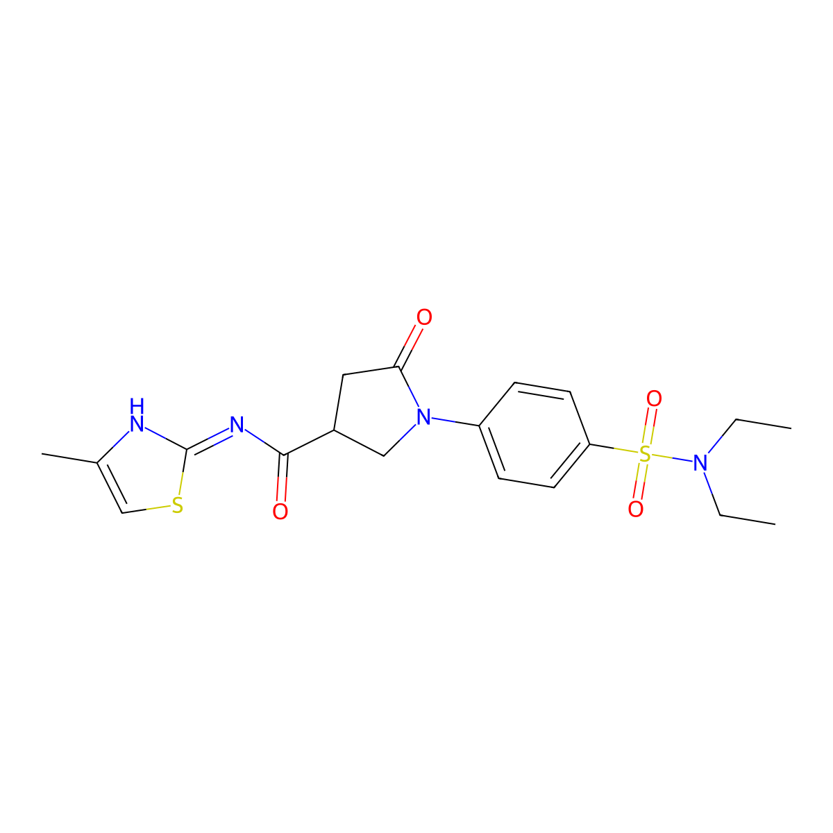 1-[4-(diethylsulfamoyl)phenyl]-N-[(2Z)-4-methyl-1,3-thiazol-2(3H)-ylidene]-5-oxopyrrolidine-3-carboxamide molecular structure, CAS 1190265-68-9