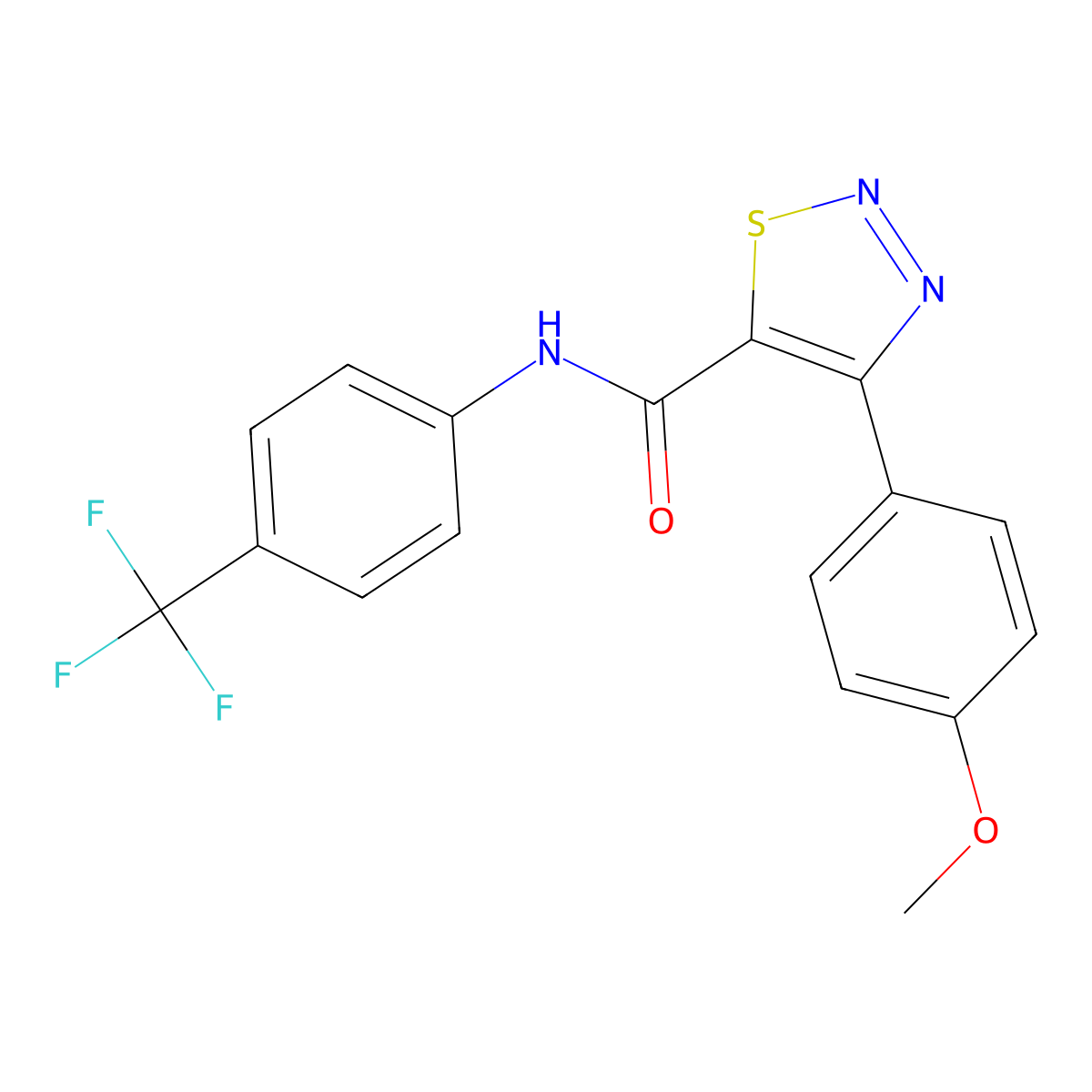 4-(4-methoxyphenyl)-N-[4-(trifluoromethyl)phenyl]-1,2,3-thiadiazole-5-carboxamide molecular structure, CAS 1190265-73-6