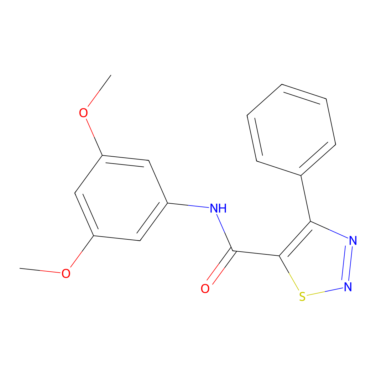 N-(3,5-dimethoxyphenyl)-4-phenyl-1,2,3-thiadiazole-5-carboxamide molecular structure, CAS 1190265-74-7