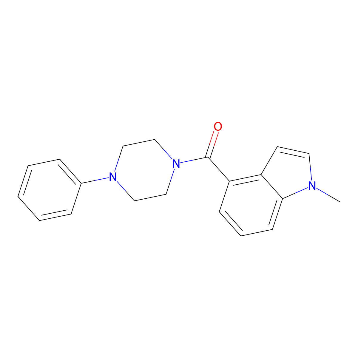 (1-methyl-1H-indol-4-yl)(4-phenylpiperazin-1-yl)methanone molecular structure, CAS 1190265-78-1