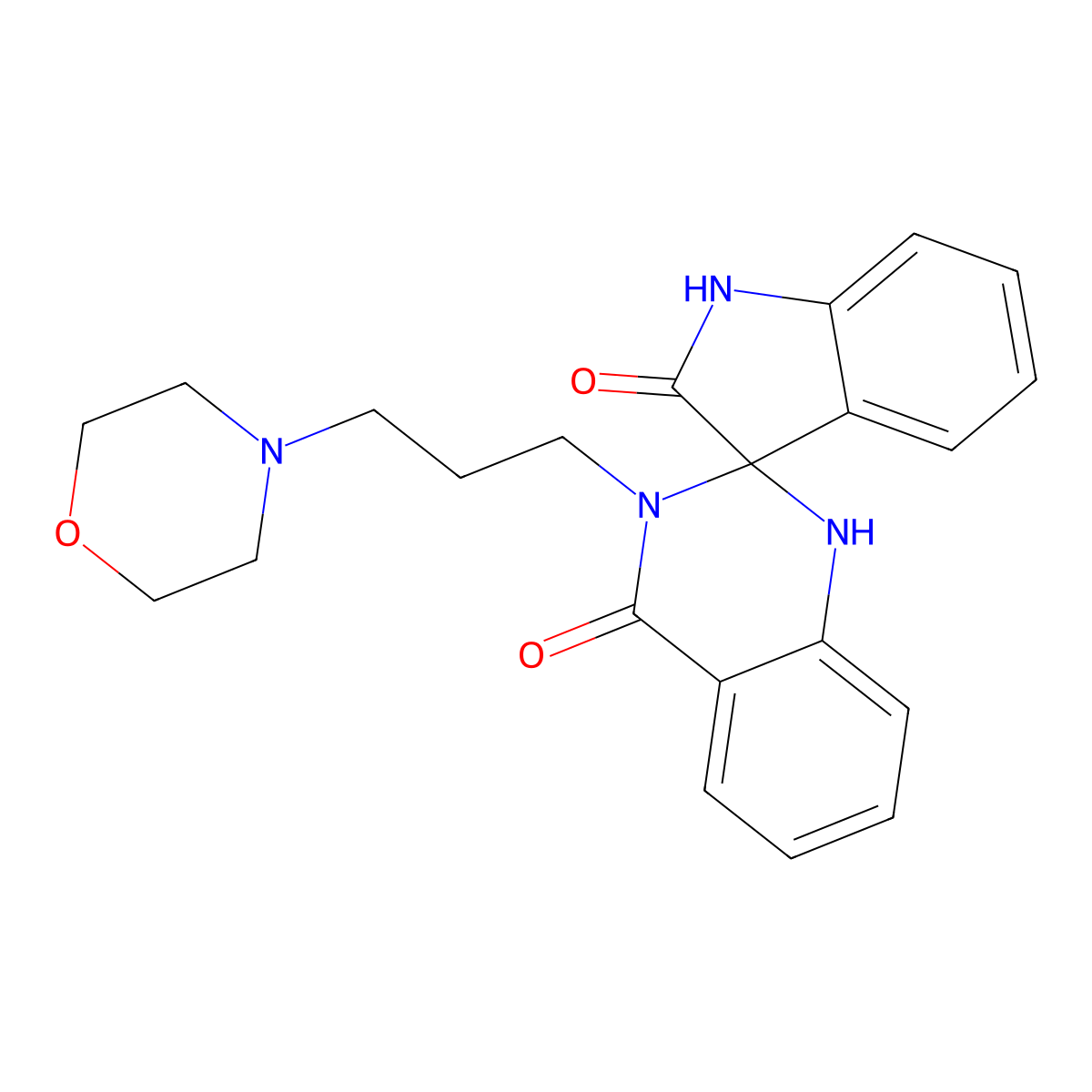 3'-(3-morpholin-4-ylpropyl)-1'H-spiro[indole-3,2'-quinazoline]-2,4'(1H,3'H)-dione molecular structure, CAS 1190265-88-3