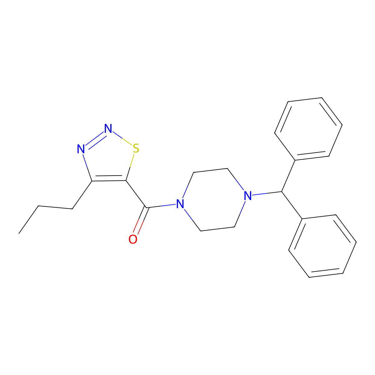 [4-(Diphenylmethyl)piperazin-1-yl](4-propyl-1,2,3-thiadiazol-5-yl)methanone molecular structure, CAS 1190265-93-0