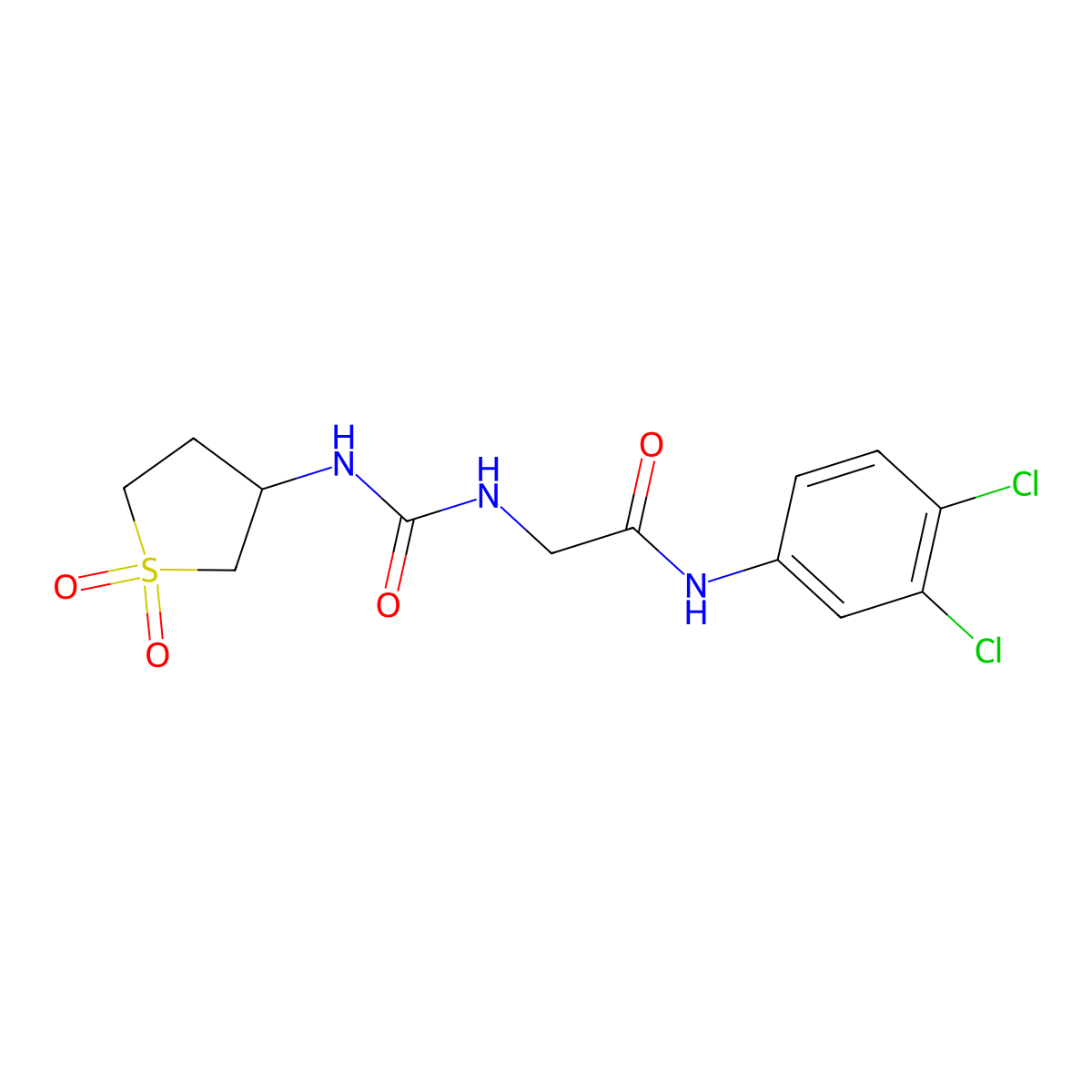N-(3,4-dichlorophenyl)-N~2~-[(1,1-dioxidotetrahydrothiophen-3-yl)carbamoyl]glycinamide molecular structure, CAS 1190266-02-4