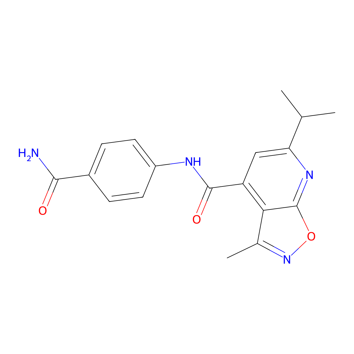 N-(4-carbamoylphenyl)-3-methyl-6-(propan-2-yl)[1,2]oxazolo[5,4-b]pyridine-4-carboxamide molecular structure, CAS 1190266-34-2