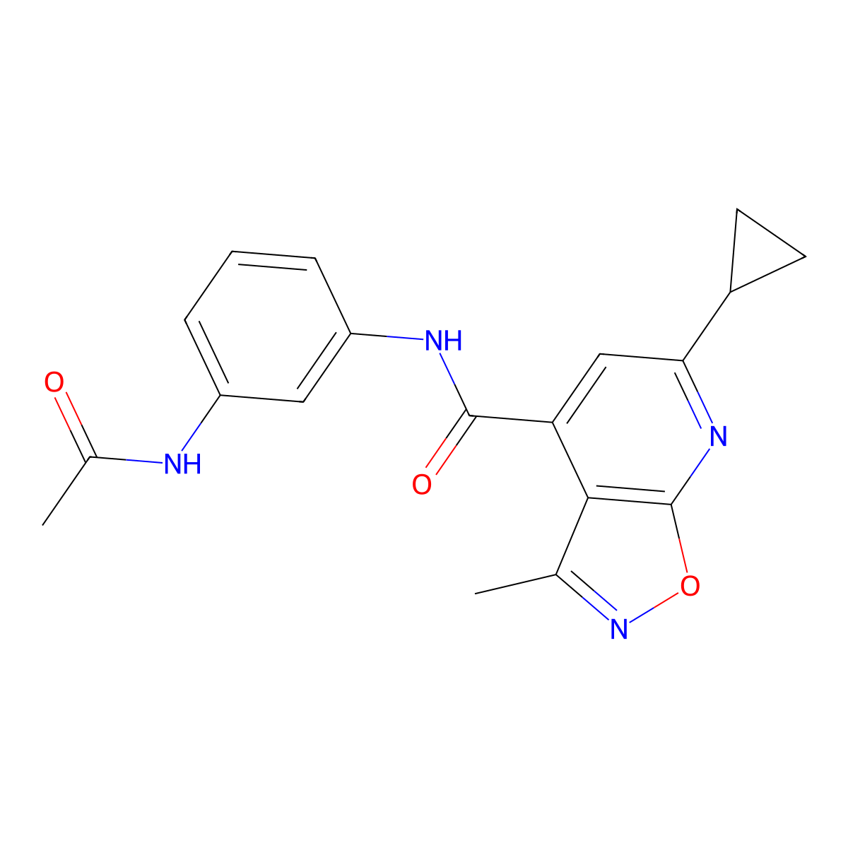 6-cyclopropyl-N-(3-acetamidophenyl)-3-methyl-[1,2]oxazolo[5,4-b]pyridine-4-carboxamide molecular structure, CAS 1190266-39-7