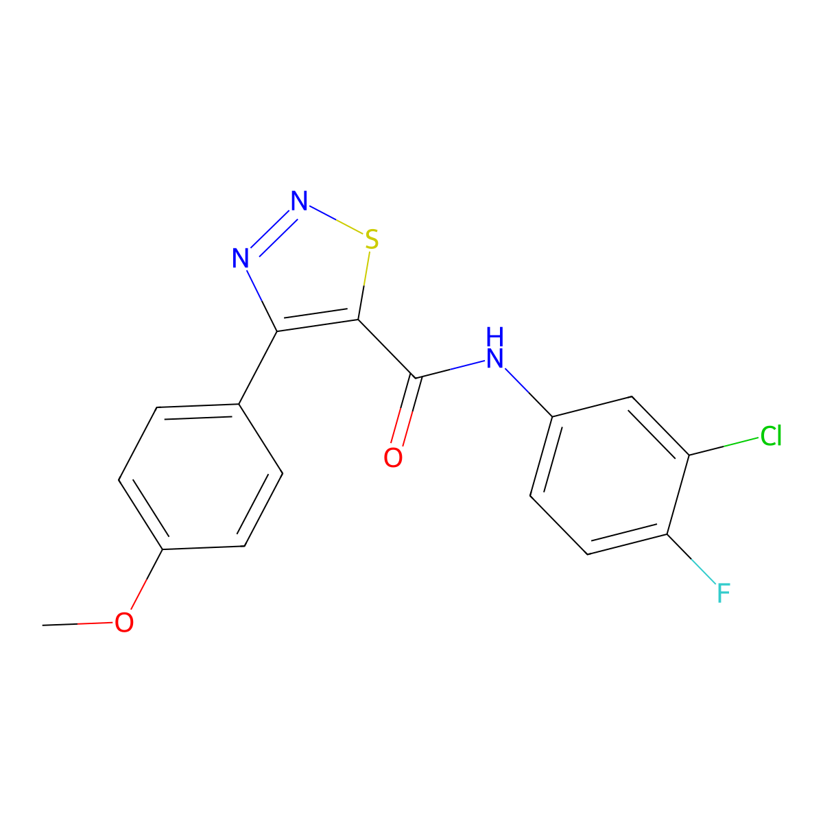 N-(3-chloro-4-fluorophenyl)-4-(4-methoxyphenyl)-1,2,3-thiadiazole-5-carboxamide molecular structure, CAS 1190266-43-3