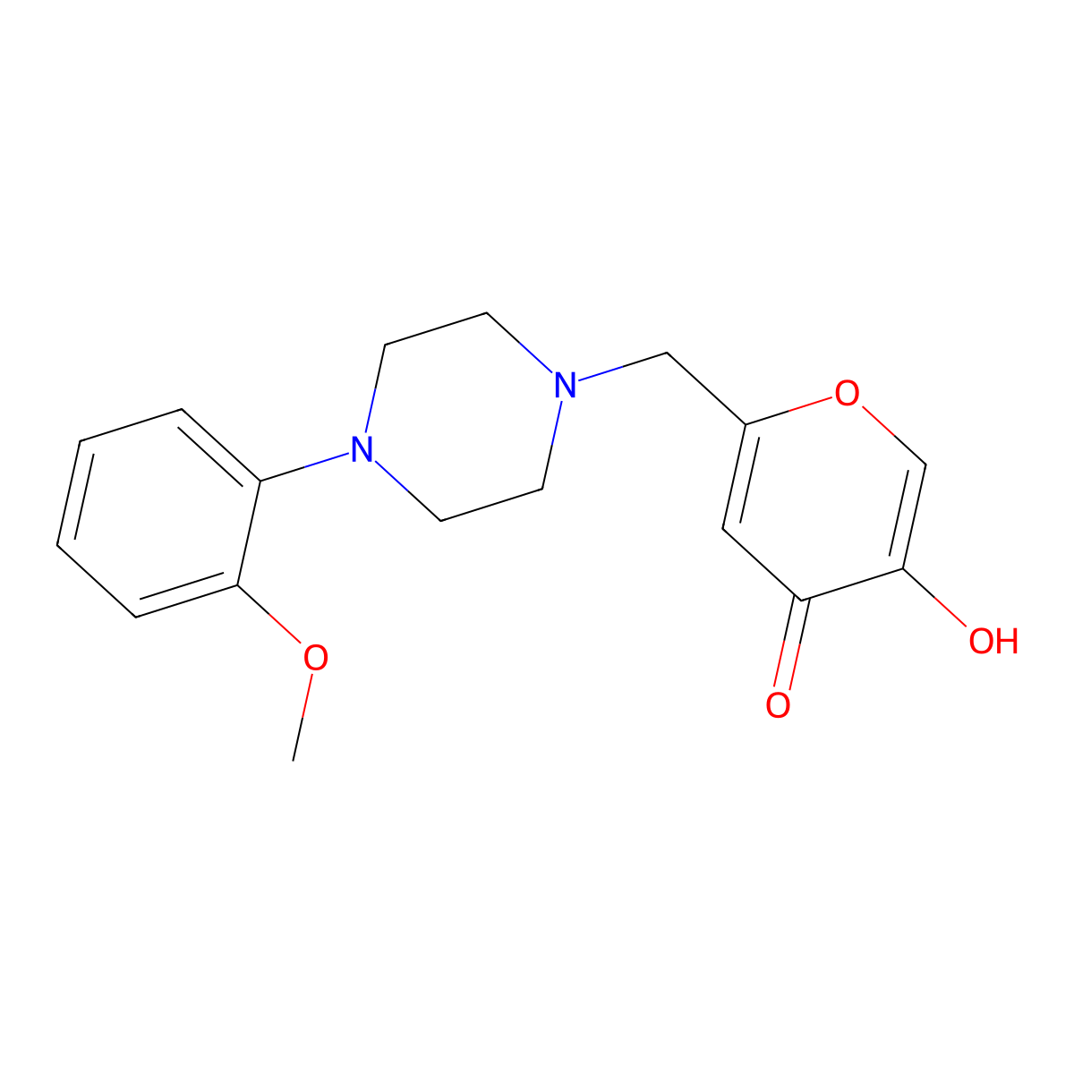 5-Hydroxy-2-[4-(2-methoxy-phenyl)-piperazin-1-ylmethyl]-pyran-4-one molecular structure, CAS 1190266-48-8