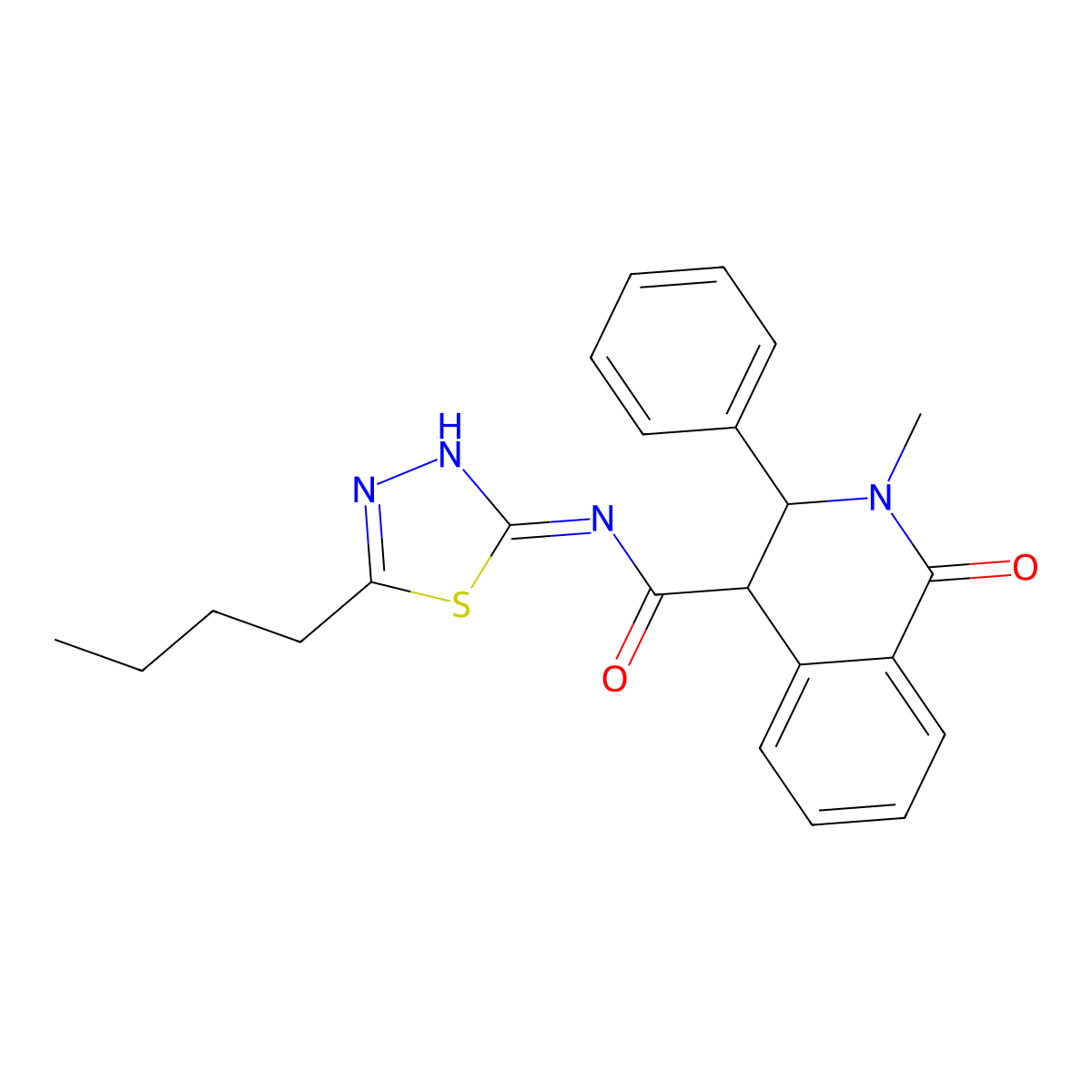 N-(5-butyl-1,3,4-thiadiazol-2-yl)-2-methyl-1-oxo-3-phenyl-1,2,3,4-tetrahydroisoquinoline-4-carboxamide molecular structure, CAS 1190266-69-3