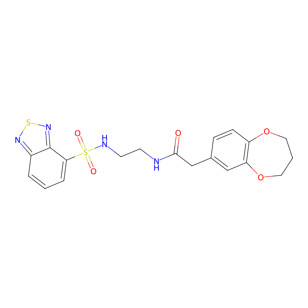 N-{2-[(2,1,3-benzothiadiazol-4-ylsulfonyl)amino]ethyl}-2-(3,4-dihydro-2H-1,5-benzodioxepin-7-yl)acetamide molecular structure, CAS 1190267-23-2