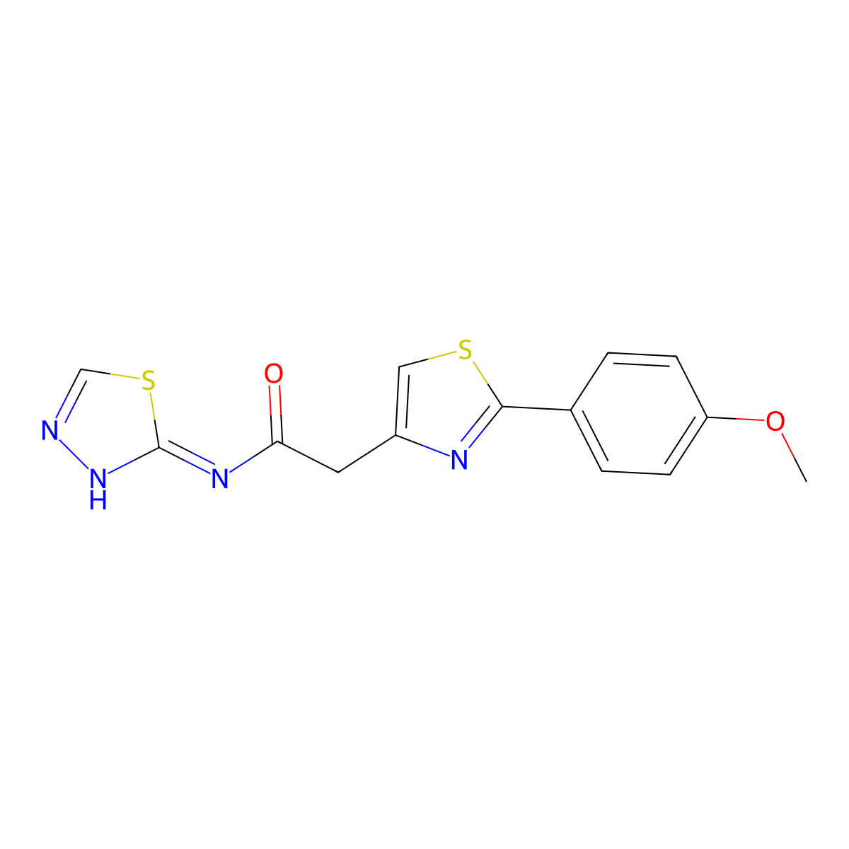 2-[2-(4-methoxyphenyl)-1,3-thiazol-4-yl]-N-[(2Z)-1,3,4-thiadiazol-2(3H)-ylidene]acetamide molecular structure, CAS 1190267-31-2