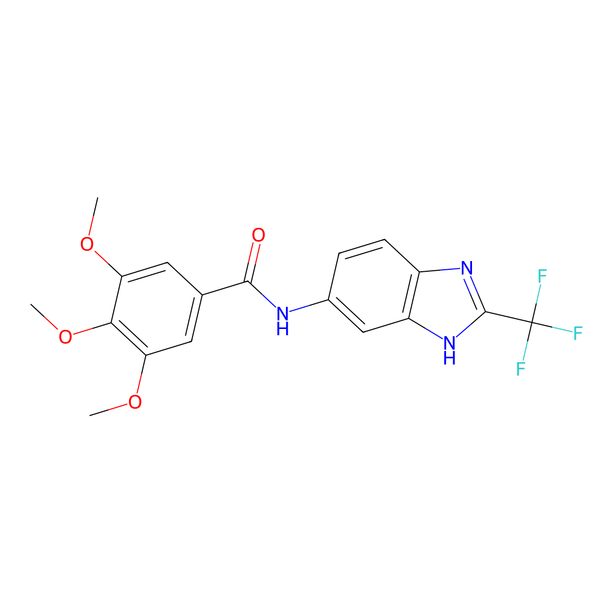 3,4,5-trimethoxy-N-[2-(trifluoromethyl)-1H-benzimidazol-5-yl]benzamide molecular structure, CAS 1190267-43-6