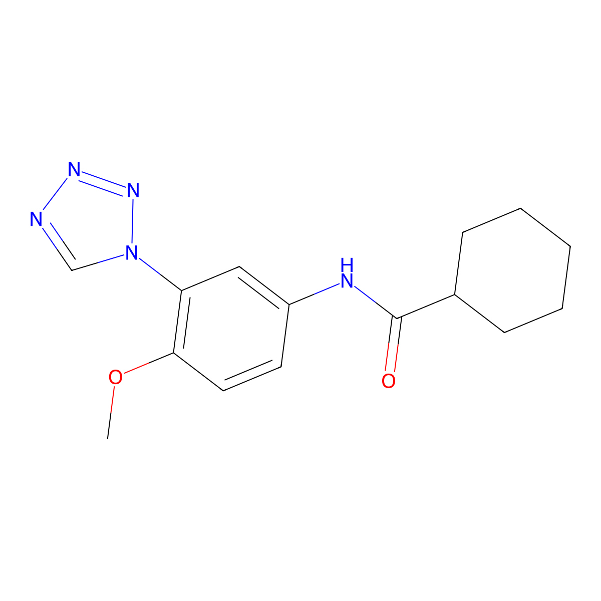 N-[4-methoxy-3-(1H-tetrazol-1-yl)phenyl]cyclohexanecarboxamide molecular structure, CAS 1190267-94-7