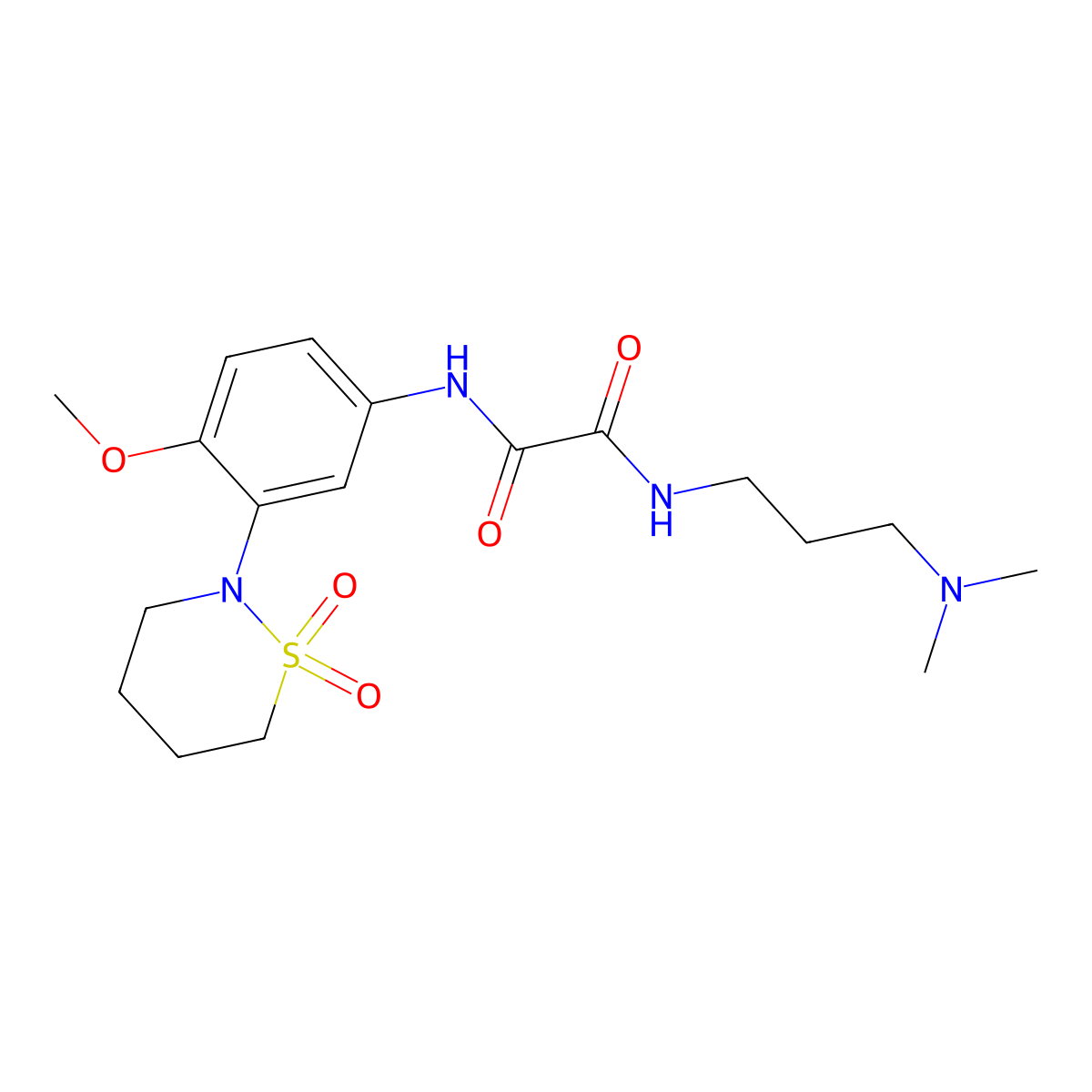 N-[3-(dimethylamino)propyl]-N'-[3-(1,1-dioxido-1,2-thiazinan-2-yl)-4-methoxyphenyl]ethanediamide molecular structure, CAS 1190267-97-0