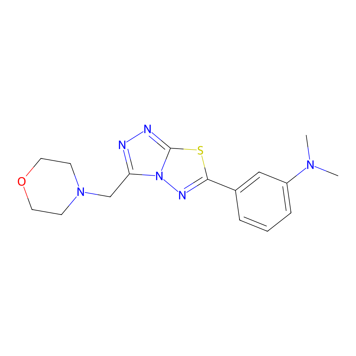 N,N-dimethyl-N-{3-[3-(4-morpholinylmethyl)[1,2,4]triazolo[3,4-b][1,3,4]thiadiazol-6-yl]phenyl}amine molecular structure, CAS 1190268-00-8