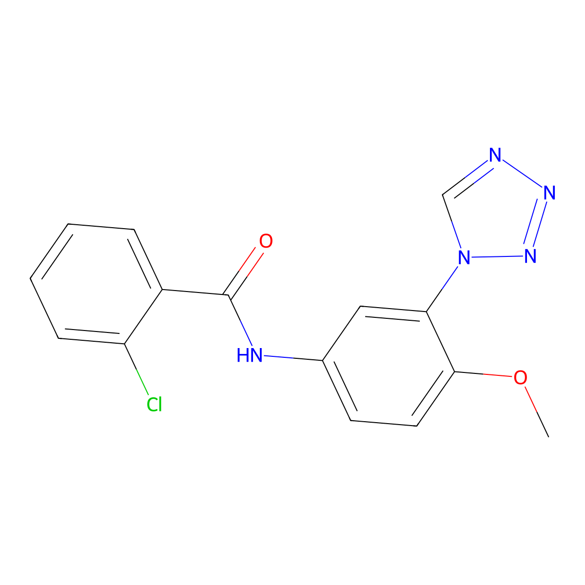 2-chloro-N-[4-methoxy-3-(1H-tetrazol-1-yl)phenyl]benzamide molecular structure, CAS 1190268-37-1