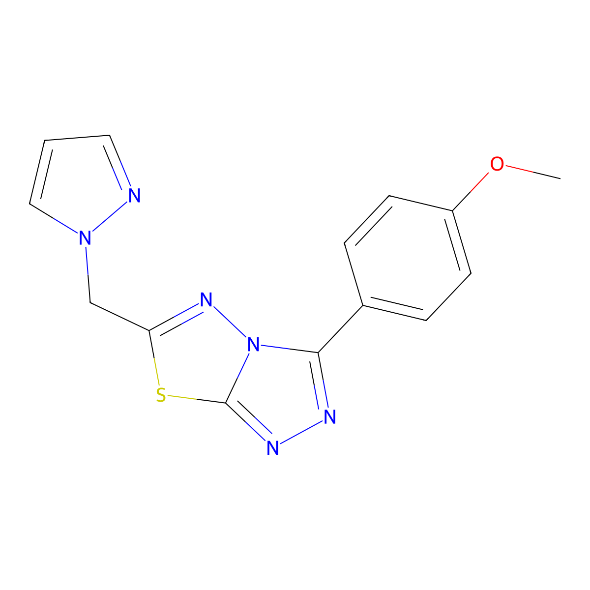 3-(4-methoxyphenyl)-6-(1H-pyrazol-1-ylmethyl)[1,2,4]triazolo[3,4-b][1,3,4]thiadiazole molecular structure, CAS 1190268-41-7
