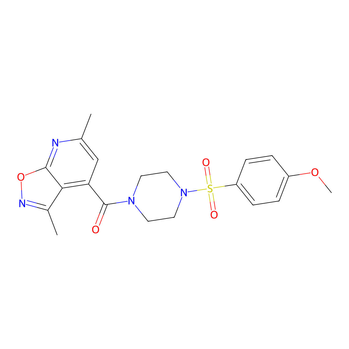 4-({4-[(4-Methoxyphenyl)sulfonyl]-1-piperazinyl}carbonyl)-3,6-dimethylisoxazolo[5,4-b]pyridine molecular structure, CAS 1190268-57-5