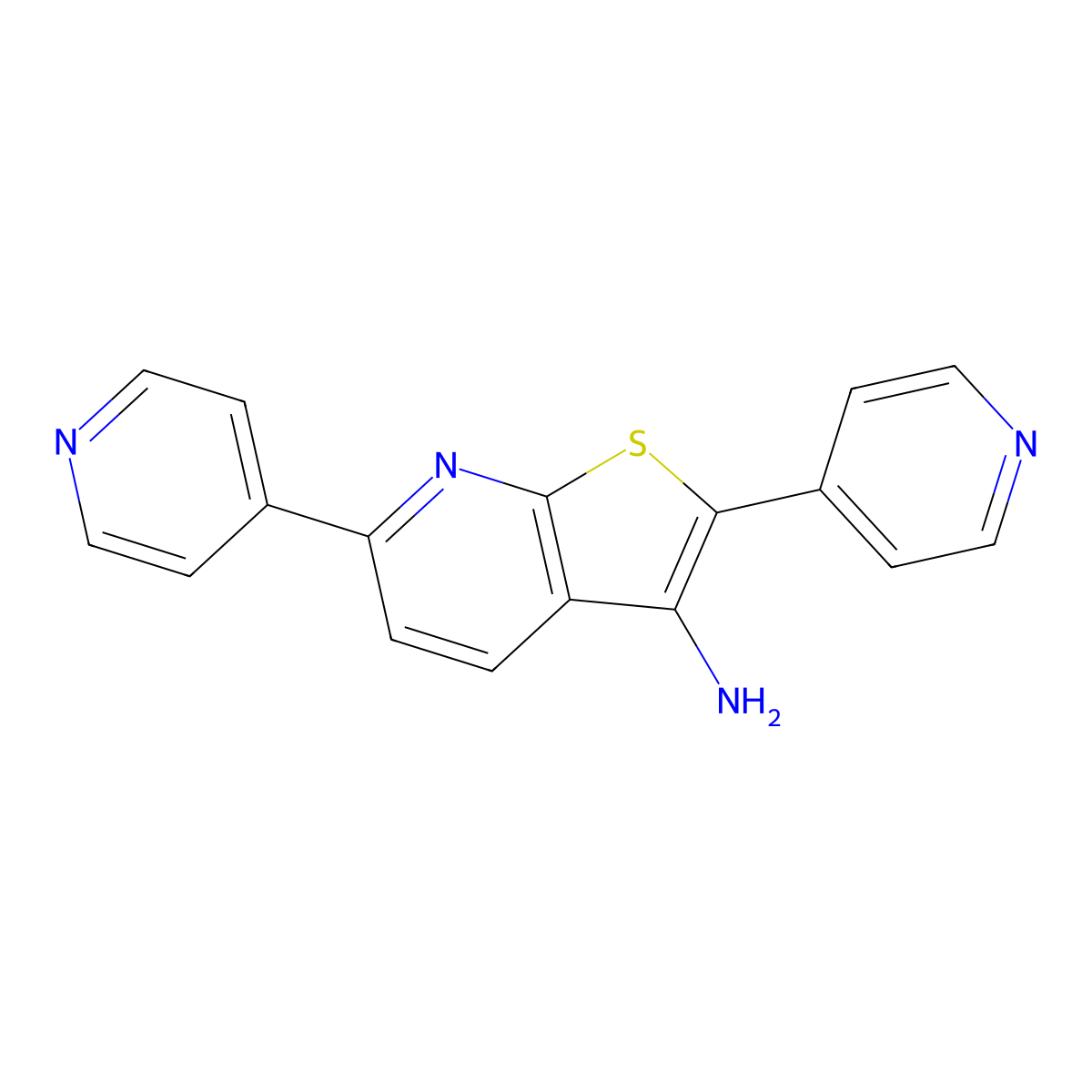 2,6-Di(pyridin-4-yl)thieno[2,3-b]pyridin-3-amine molecular structure, CAS 1190268-93-9