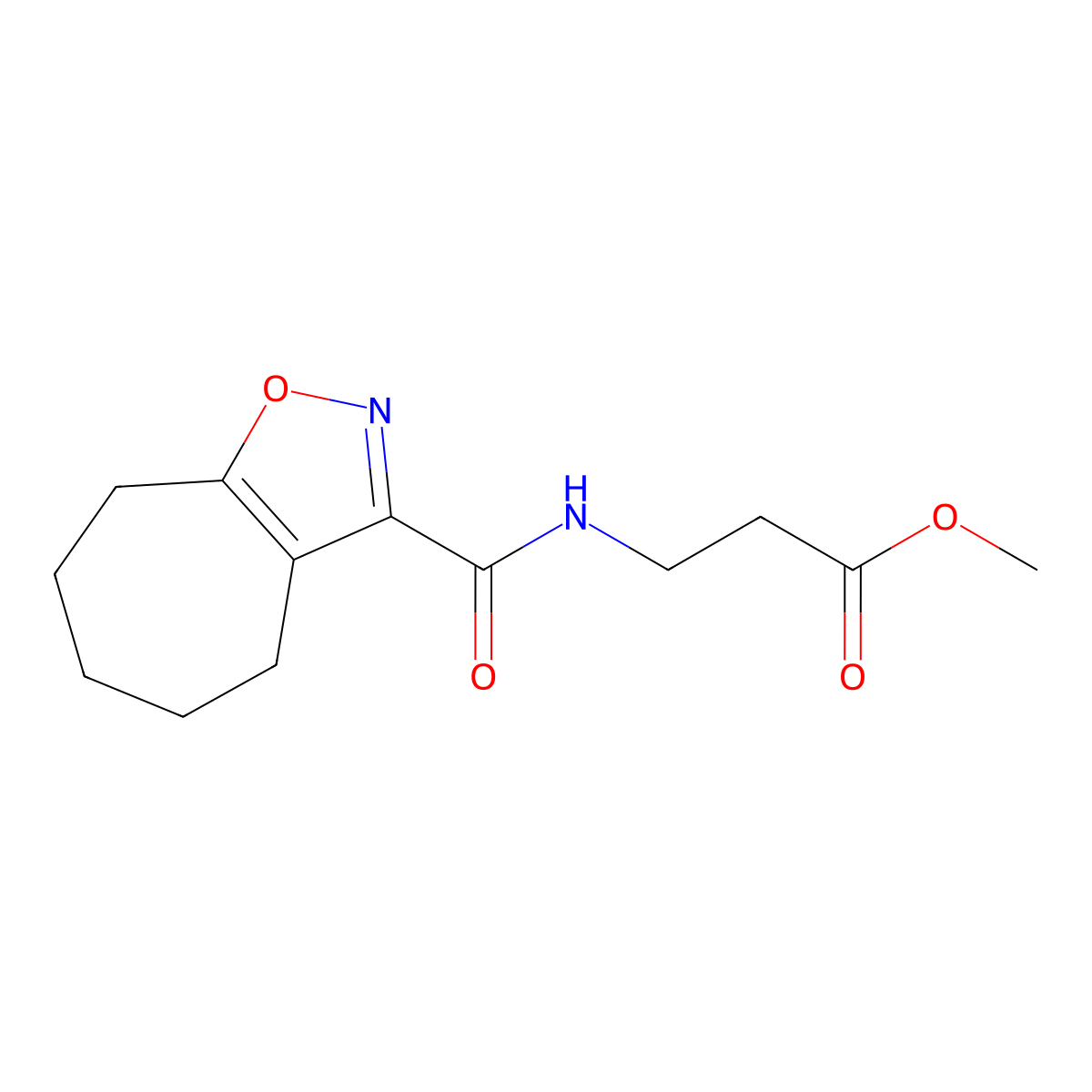 methyl N-(5,6,7,8-tetrahydro-4H-cyclohepta[d][1,2]oxazol-3-ylcarbonyl)-beta-alaninate molecular structure, CAS 1190269-27-2