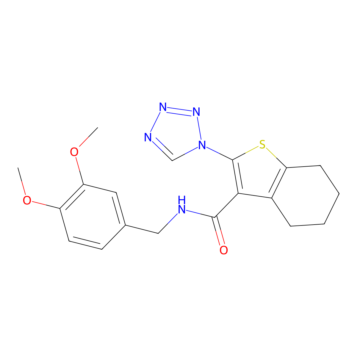 N-(3,4-dimethoxybenzyl)-2-(1H-tetrazol-1-yl)-4,5,6,7-tetrahydro-1-benzothiophene-3-carboxamide molecular structure, CAS 1190269-49-8