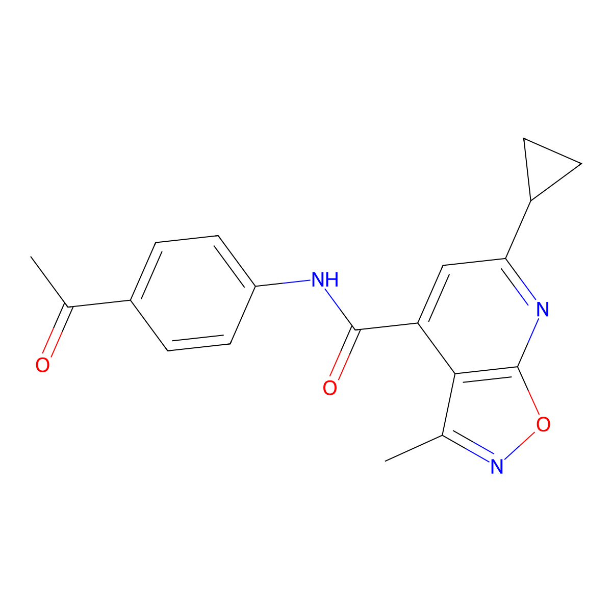 N-(4-acetylphenyl)-6-cyclopropyl-3-methyl[1,2]oxazolo[5,4-b]pyridine-4-carboxamide molecular structure, CAS 1190269-73-8
