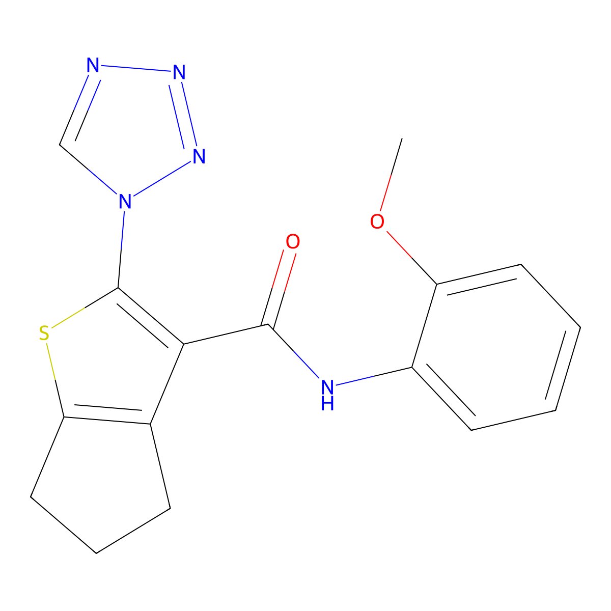 N-(2-methoxyphenyl)-2-(1H-tetrazol-1-yl)-5,6-dihydro-4H-cyclopenta[b]thiophene-3-carboxamide molecular structure, CAS 1190270-10-0