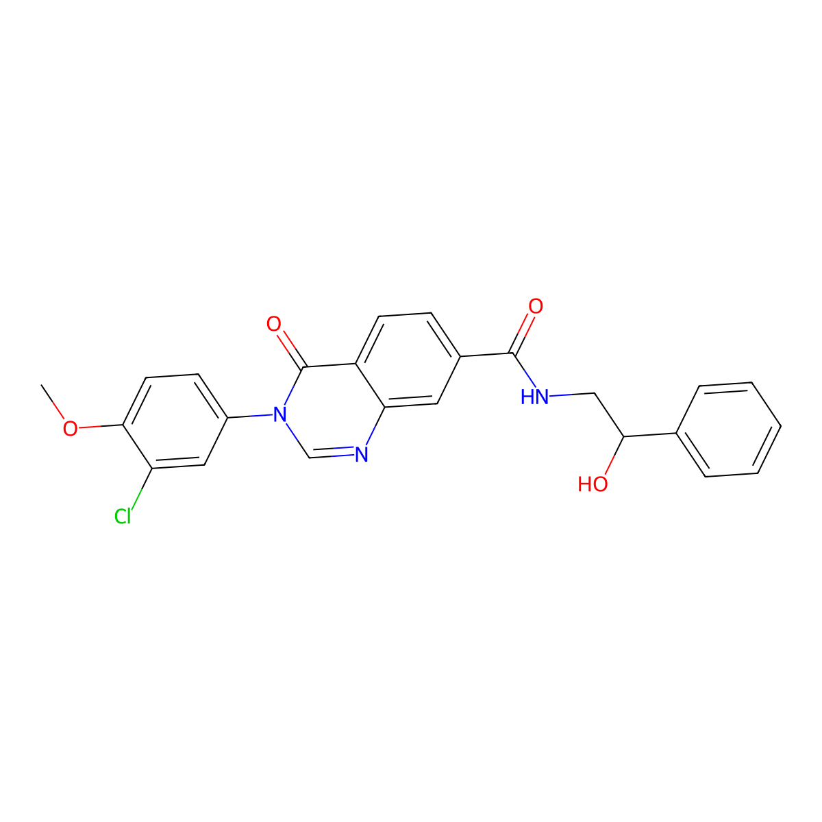 3-(3-chloro-4-methoxyphenyl)-N-(2-hydroxy-2-phenylethyl)-4-oxo-3,4-dihydroquinazoline-7-carboxamide molecular structure, CAS 1190270-13-3