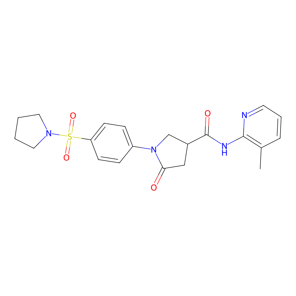 N-(3-methylpyridin-2-yl)-5-oxo-1-[4-(pyrrolidin-1-ylsulfonyl)phenyl]pyrrolidine-3-carboxamide molecular structure, CAS 1190271-19-2