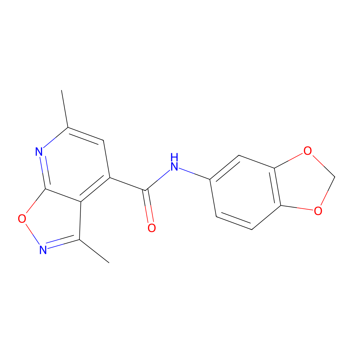 N-(1,3-benzodioxol-5-yl)-3,6-dimethyl[1,2]oxazolo[5,4-b]pyridine-4-carboxamide molecular structure, CAS 1190271-28-3