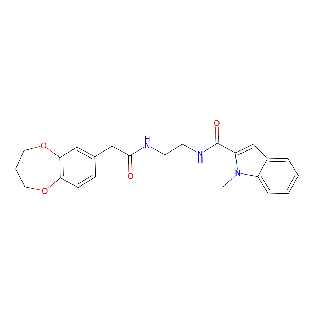 N-{2-[(3,4-dihydro-2H-1,5-benzodioxepin-7-ylacetyl)amino]ethyl}-1-methyl-1H-indole-2-carboxamide molecular structure, CAS 1190271-34-1