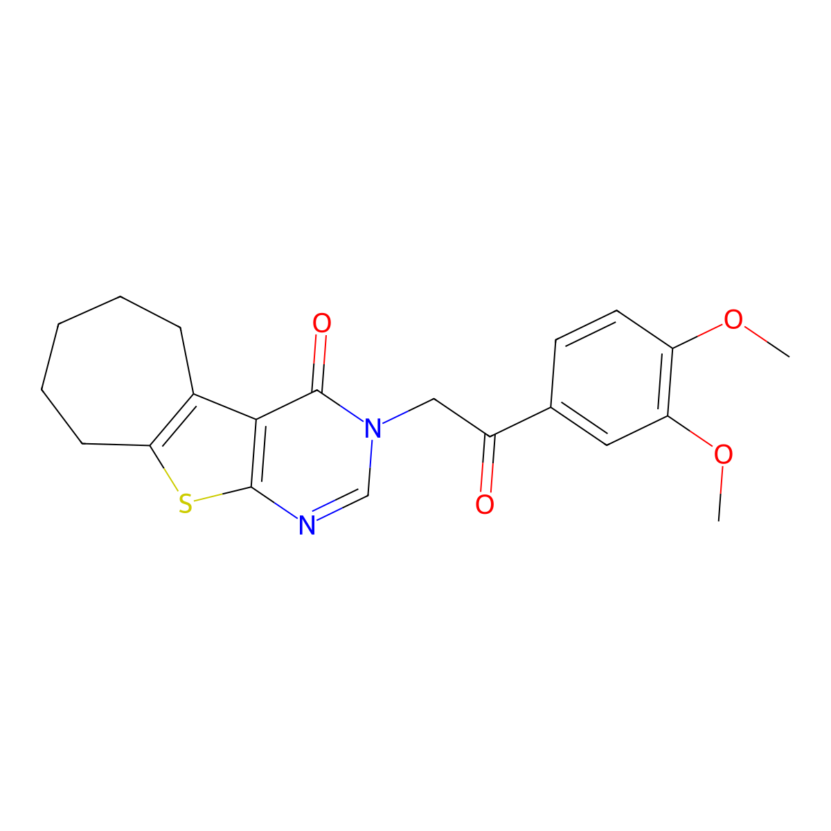 3-[2-(3,4-dimethoxyphenyl)-2-oxoethyl]-3,5,6,7,8,9-hexahydro-4H-cyclohepta[4,5]thieno[2,3-d]pyrimidin-4-one molecular structure, CAS 1190271-97-6