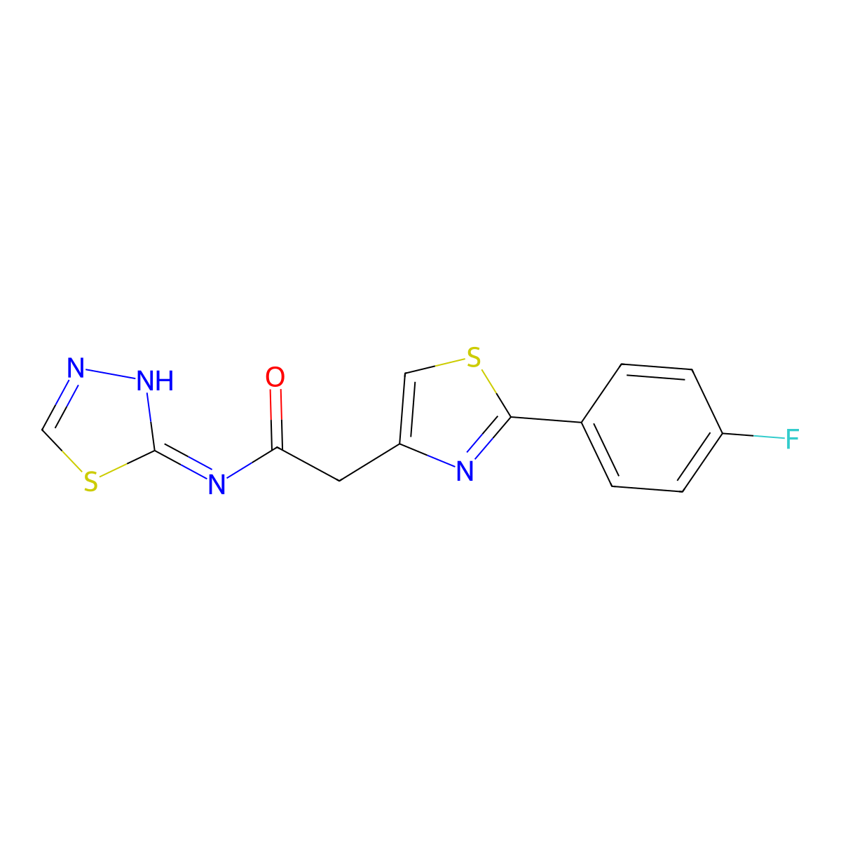 2-[2-(4-fluorophenyl)-1,3-thiazol-4-yl]-N-[(2E)-1,3,4-thiadiazol-2(3H)-ylidene]acetamide molecular structure, CAS 1190272-17-3