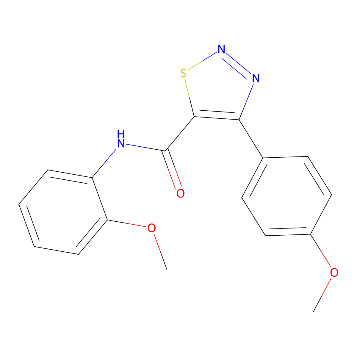 N-(2-methoxyphenyl)-4-(4-methoxyphenyl)-1,2,3-thiadiazole-5-carboxamide molecular structure, CAS 1190272-39-9