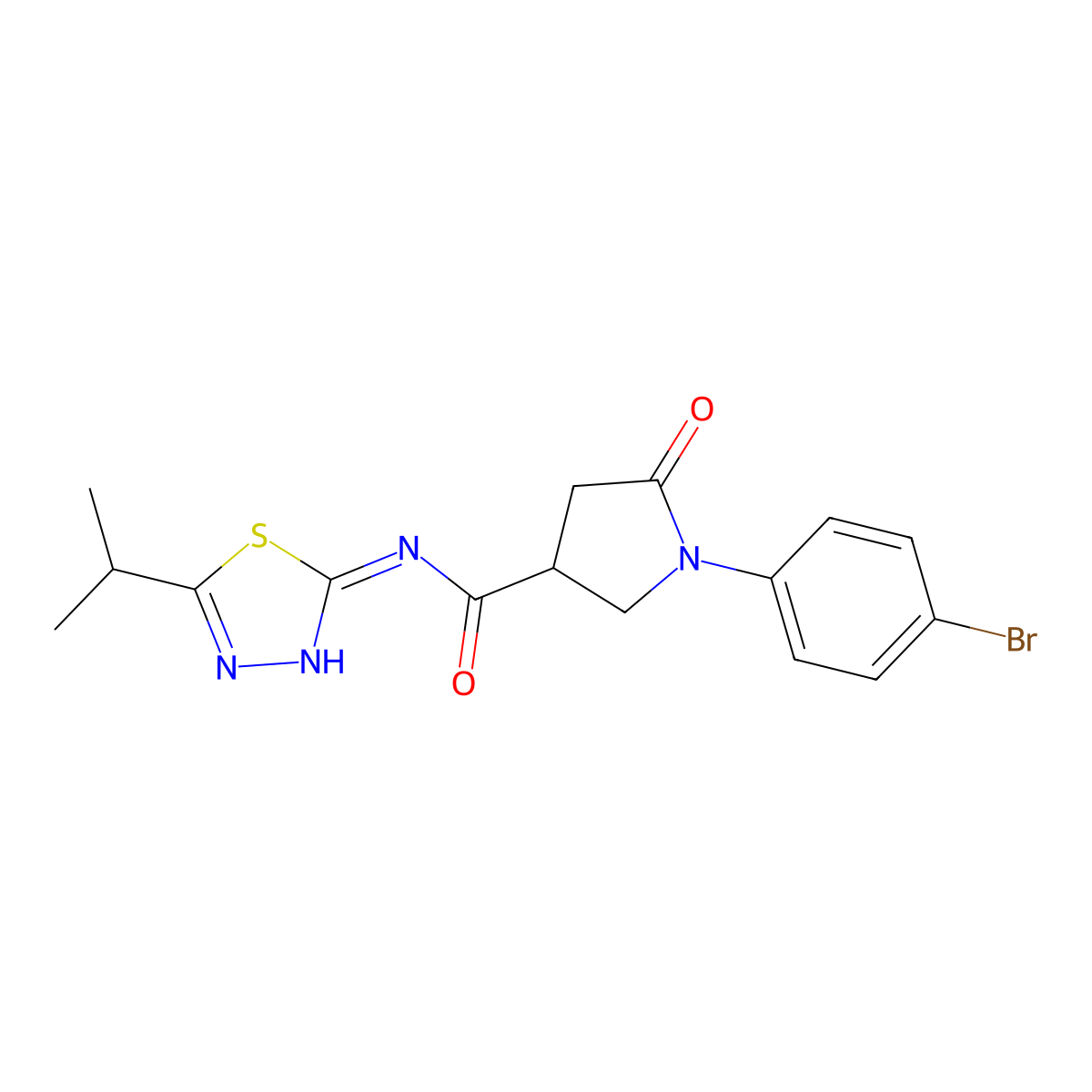 1-(4-bromophenyl)-5-oxo-N-[(2E)-5-(propan-2-yl)-1,3,4-thiadiazol-2(3H)-ylidene]pyrrolidine-3-carboxamide molecular structure, CAS 1190272-43-5