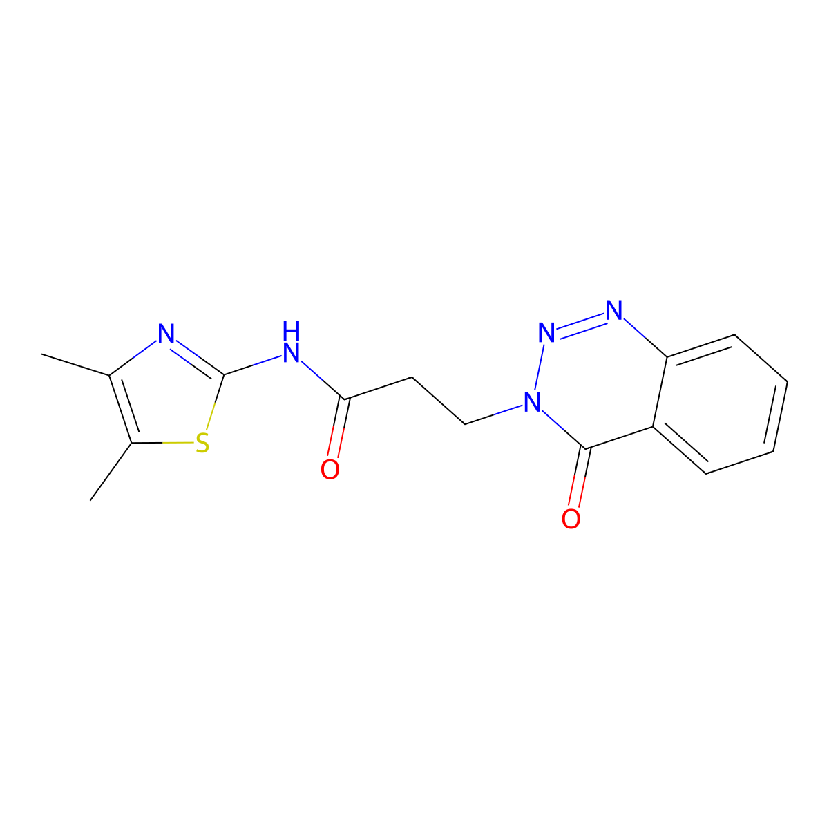 N-[(2Z)-4,5-dimethyl-1,3-thiazol-2(3H)-ylidene]-3-(4-oxo-1,2,3-benzotriazin-3(4H)-yl)propanamide molecular structure, CAS 1190272-47-9