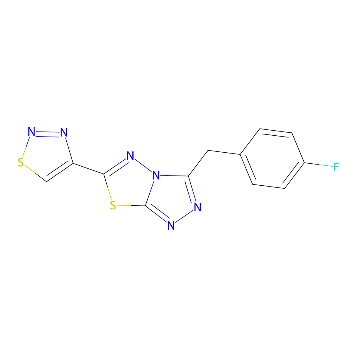 3-(4-Fluorobenzyl)-6-(1,2,3-thiadiazol-4-yl)[1,2,4]triazolo[3,4-b][1,3,4]thiadiazole molecular structure, CAS 1190272-65-1